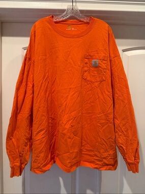 Carhartt Men's Long-Sleeve Pocket Tee — High-Visibility Orange